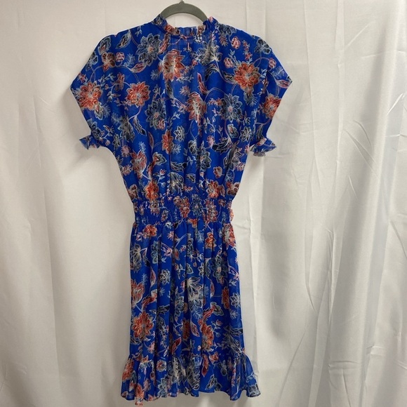 MISA Dominique Ruffle Mini Dress Sireneuse Floral Blue Red Size Medium NWT - Picture 8 of 11